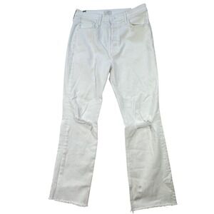 MOTHER The Tripper Ankle Fray Jeans Women 30‎ White Distressed ** FLAW